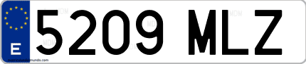 Ejemplo de matrícula de coche ordinaria 5209 MLZ
