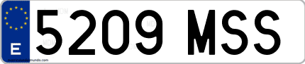 Ejemplo de matrícula de coche ordinaria 5209 MSS