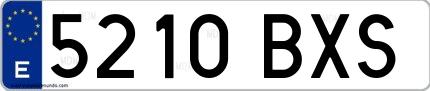 Ejemplo de matrícula española 5210 BXS