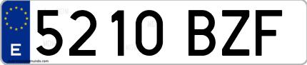 Ejemplo de matrícula de coche ordinaria 5210 BZF