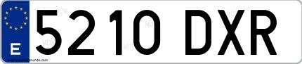 Ejemplo de matrícula española 5210 DXR