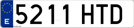 Ejemplo de matrícula de coche ordinaria 5211 HTD