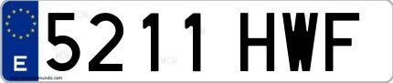 Ejemplo de matrícula española 5211 HWF