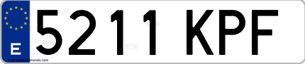 Ejemplo de matrícula de coche ordinaria 5211 KPF