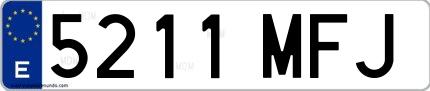 Ejemplo de matrícula española 5211 MFJ