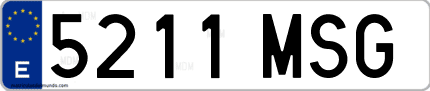 Ejemplo de matrícula de coche ordinaria 5211 MSG