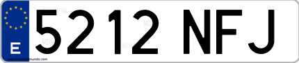 Ejemplo de matrícula de coche ordinaria 5212 NFJ