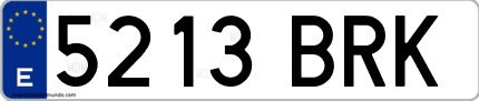 Ejemplo de matrícula de coche ordinaria 5213 BRK