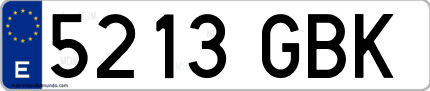 Ejemplo de matrícula de coche ordinaria 5213 GBK