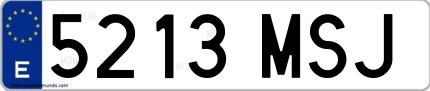 Ejemplo de matrícula española 5213 MSJ