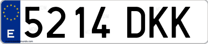 Ejemplo de matrícula de coche ordinaria 5214 DKK