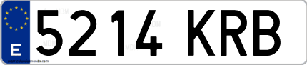 Ejemplo de matrícula de coche ordinaria 5214 KRB