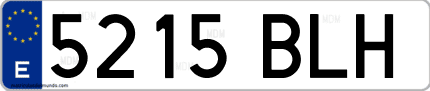 Ejemplo de matrícula de coche ordinaria 5215 BLH
