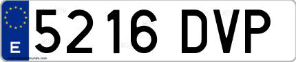 Ejemplo de matrícula de coche ordinaria 5216 DVP