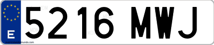 Ejemplo de matrícula de coche ordinaria 5216 MWJ