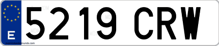 Ejemplo de matrícula de coche ordinaria 5219 CRW