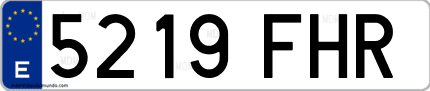 Ejemplo de matrícula de coche ordinaria 5219 FHR