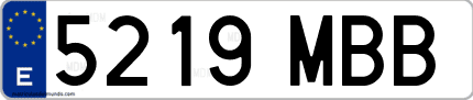 Ejemplo de matrícula de coche ordinaria 5219 MBB
