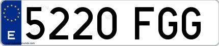 Ejemplo de matrícula española 5220 FGG