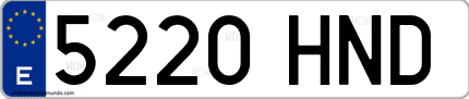 Ejemplo de matrícula de coche ordinaria 5220 HND