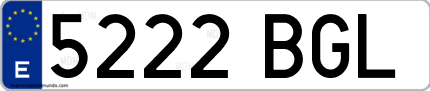 Ejemplo de matrícula de coche ordinaria 5222 BGL