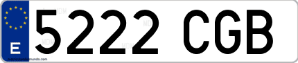 Ejemplo de matrícula de coche ordinaria 5222 CGB
