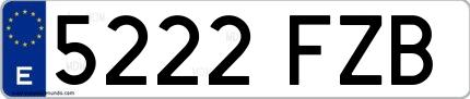 Ejemplo de matrícula española 5222 FZB