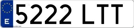 Ejemplo de matrícula española 5222 LTT