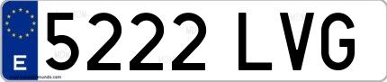 Ejemplo de matrícula española 5222 LVG