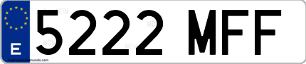 Ejemplo de matrícula de coche ordinaria 5222 MFF