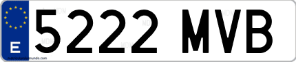 Ejemplo de matrícula de coche ordinaria 5222 MVB