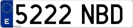 Ejemplo de matrícula española 5222 NBD