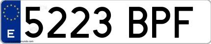 Ejemplo de matrícula española 5223 BPF