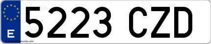 Ejemplo de matrícula española 5223 CZD