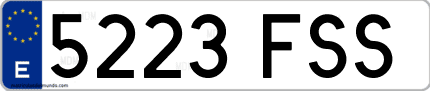 Ejemplo de matrícula de coche ordinaria 5223 FSS
