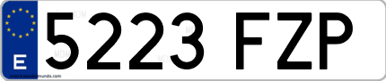 Ejemplo de matrícula de coche ordinaria 5223 FZP