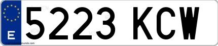 Ejemplo de matrícula española 5223 KCW
