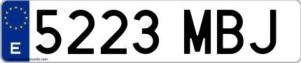 Ejemplo de matrícula española 5223 MBJ