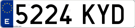 Ejemplo de matrícula de coche ordinaria 5224 KYD