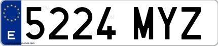 Ejemplo de matrícula española 5224 MYZ