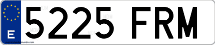 Ejemplo de matrícula de coche ordinaria 5225 FRM