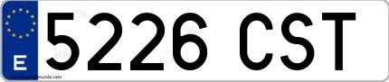 Ejemplo de matrícula española 5226 CST