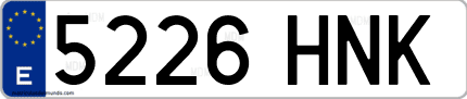 Ejemplo de matrícula de coche ordinaria 5226 HNK