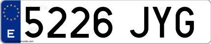 Ejemplo de matrícula de coche ordinaria 5226 JYG