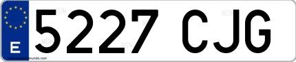 Ejemplo de matrícula española 5227 CJG