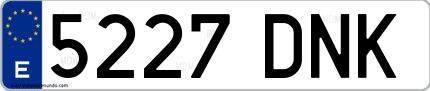 Ejemplo de matrícula española 5227 DNK