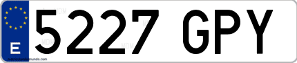Ejemplo de matrícula de coche ordinaria 5227 GPY