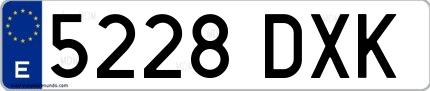 Ejemplo de matrícula española 5228 DXK