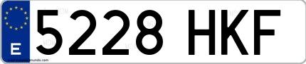 Ejemplo de matrícula española 5228 HKF