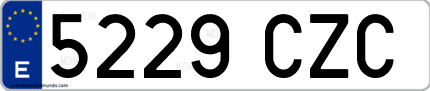 Ejemplo de matrícula de coche ordinaria 5229 CZC